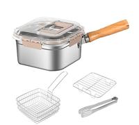Stainless Steel Non Stick Pan - Removable Strainer, Lightweight Portable | Multi Functional Camping Travel Fry Pan for Fries Chicken Oden Home Cooking