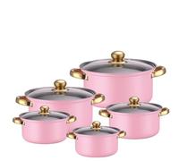 Stainless Steel Nonstick Cookware 10Pcs/Set, Pots and Pans Set Non Stick Fast Heating with Tempered Glass Lids Dishwasher/Oven Safe, Compatible w/Induction/Electric/Gas Cooktops