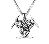 Stainless Steel Norse Mythology The Triple Horn Of Odin Pendant Necklace Women Men Punk Viking Jewelry