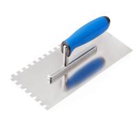 Stainless Steel Notched Tiling Trowel 270mm - 8 x 8mm Square Notch Adhesive Spreader with Soft Grip Handle for Wall & Floor Tile Projects, Durable and Rust-Resistant Tool (N7808)