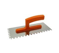 Stainless Steel Notched Trowel, 130mm x 270mm, 15mm Teeth, Ergonomic Plastic Handle, Tiling and Flooring Tool