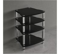 Stainless Steel o Rack - 4-Tier HiFi Ste Stand, Open Design for o Equint, Wood Shelves with Shock-Absing Feet, Nero h
