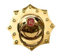 Stainless Steel Octagonal Door Ring, Yellow Titanium Gold Pull Handle, Traditional Door Knocker with Animal Head Design Door Hardware & Locks