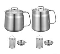 Stainless Steel Oil Filter Kettle With Frying Basket Olive Oil Dispenser Household Large Capacity Oil Storage Tank Kitchen Tools(2L)