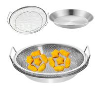 Stainless Steel Oil Filter Tray Drain Pan Set,8.7in Drain Net Mesh Frying Basket Colander for Food Vegetable Dessert,Round Deep Fry Basket Serving Strainer for Home Barbecue Party