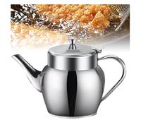 Stainless Steel Oil Pot with Fine-Mesh Sieve, Grease Container for Filtering Cooking Oil, Kitchen Grease Separator, Ideal for Home, Camping, and Parties