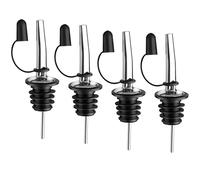 Stainless Steel Oil Pourers, Bottle Pourers for Spirits, 4Pack Freeflow Liquor Spirits Pourer, Suitable for Olive Oil Coffee Syrup Vinegar Bottles, Spirits Pourers Tapered Spout with Rubber Dust Caps