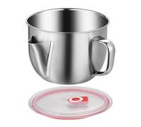 Stainless Steel Oil Separator with Lid - Oil Strainer Pot Grease Can | Kitchen Gravy Strainer and Fat Separator | Can for Cooking Beef, Chicken | Grease Removal Tool for Meat Juices and Noodle Bowls