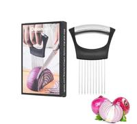 Stainless Steel Onion Clip, Stainless Steel Slicer, Onion Slicer, Potato and Fruit Vegetable Slicer, Lemon, Apple Food Slicing Auxiliary Tool (14.5cm)