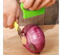 Stainless Steel Onion Cutter for Slicing, Kitchen Food Assistant Tool, Useful Kitchen Gadgets, For Onions, Tomatoes, Avocados and Vegetables, Green
