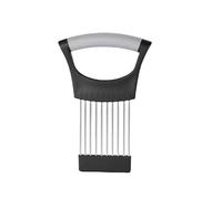 Stainless Steel Onion Slice Holder, 2025 New Onion Holder for Slicing, Onion Cutter for Cutting, Lemon Slicer Vegetable Cutter, Assistant Tool for Meat/Potato/Tomato, Home Kitchen Tools (Black-1PCS)