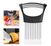 Stainless Steel Onion Slice Holder, Lemon Slicer Vegetable Cutter, Chopper Slicing Assistant Tool for Meat, Onion, Potato, Tomato Home Kitchen Tools (1 PCS)