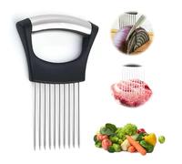 Stainless Steel Onion Slice Holder,Onion Slice and Dice Slicer Holder, Lemon Slicer Vegetable Cutter, All in One Onions Holder Stainless Steel Fork, for Fruits, Veg, Meat, Cutt, Slic