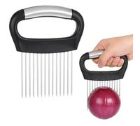 Stainless Steel Onion Slicer Holder with Egg Opener Multi-Functional Vegetable Chopper for Tomato, Potato, and Onion Essential Kitchen Gadgets and Chef Accessories