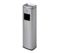 Stainless Steel Outdoor Ashtray with Trash BinLarge Capacity Free Standing Cigarette Butt Collector Removable for Easy Cleaning Stylish Smoking Shelter (Silver Side Open)