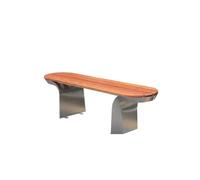 Stainless Steel Outdoor Bench Weatherproof 2-Person Patio Seat Park Bench with Wood Design for Garden Backyard and Patio Use