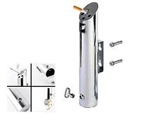 Stainless Steel Outdoor Cigar Ashtray - Wall-Mount Smoker's Station for Cigarettes Windproof Patio Disposal Commercial Tall Ash Holder for Cigarette Butts