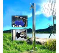 Stainless Steel Outdoor Faucet with Spray Gun - Frost-Free Vertical Garden Tap, Durable Water Spigot for Easy Watering - 95x6cm/37x2.4in, Silver Finish