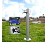 Stainless Steel Outdoor Faucet with Spray Gun - Vertical Garden Tap Freeze-Proof Design Durable Silver Finish 60x6cm/24x2.4in Garden Hose Connector