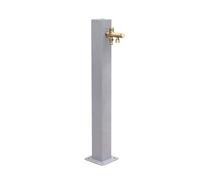 Stainless Steel Outdoor Floor Faucet, 25.6'' Square Vertical Water Column, Independent Flexible Hose Support with Dual Outlet Tap for Garden Use
