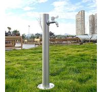 Stainless Steel Outdoor Garden Faucet Vertical Pedestal Tap Round Water Column Ideal for Villas Wash Stations and Patios - Durable & Stylish Garden Watering Solution