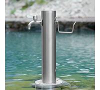 Stainless Steel Outdoor Garden Water Column Faucet - Decorative Free-Standing Fountain for Irrigation Frost-Resistant Silver (1 20.5 x 50 cm)