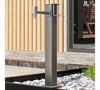Stainless Steel Outdoor Garden Water Column with Spray Gun Freestanding Hose Holder & Frost-Resistant Faucet 80cm/31.4in Gray Water Tap Solution