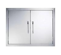 Stainless Steel Outdoor Kitchen Door with Handles and Vent, Vertical Wall Door for BBQ Islands and Grill Stations