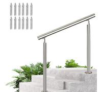 Stainless Steel Outdoor Stair Railing - 2-Step Wall-Mounted Metal Garden Railing, 85cm Height, Stylish Design for Steps, Patios, Decks, and Safety Enhancement