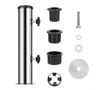 Stainless Steel Outdoor Umbrella Base Sleeve,11.8 Inch Support Pipe for Patio Deck Garden,Stable Single-Hole Stand Tube with Sealing Pad for Sun Rain Parasol,Silver Finish