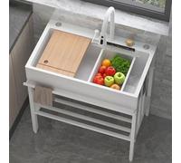 Stainless Steel Outdoor Utility Sink,Large Single Kitchen Sink,Flow Waterfall Sink,Freestanding Laundry Room Outside Sink for Backyard,Garage,Commercial