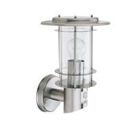 Stainless Steel Outdoor Wall Light With Motion Sensor Clear Polycarbonate Shade [EEK: A]
