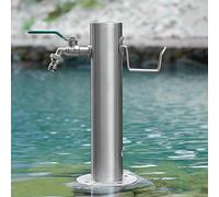 Stainless Steel Outdoor Water Column Fountain - Decorative Freestanding Garden Tap for Irrigation Anti-Freeze 20.5 x 50 cm Silver Perfect for Landscaping