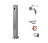 Stainless Steel Outdoor Water Column with Hose Holder - 24" Freestanding Faucet & Fountain for Gardens Farms and Agricultural Use