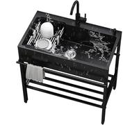 Stainless Steel Outside Sink Commercial Restaurant Set with Faucet,Prep & Utility Sink for Catering Restaurant Camping (80X48X86CM)