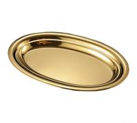Stainless Steel Oval Fish Platter Deepened Serving Dish Microwave Safe Stackable(25 Cm (gold))