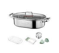 Stainless Steel Oval Fish Steamer with Steaming Rack Pasta Stock Pot for Steaming Fish, Seafood, Roasting Turkey Pasta Stock Pot