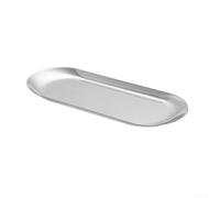 Stainless Steel Oval Tray, Creative Dessert Plate for Restaurant and Home, Polished Edge Food Serving Platter, Stackable Fruit Cake Tray, Silver, S 18x8.5cm(Silver M)