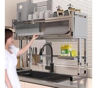 Stainless Steel Over-Sink Dish Drainer Rack - Space-Saving Kitchen Organizer for Efficient Drying, Ideal for Small Kitchens, Home Chefs & Compact Spaces, 95cm