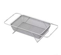 Stainless Steel Over Sink Dish Drainer with Expandable Width Range and Drain Mesh That Ensures Effective Water Removal (XL)