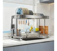 Stainless Steel Over The Sink Dish Drying RackKitchen nizer & Multifunctal sil Holder Countertop Sto for Kitchen (Silver 29.9in)
