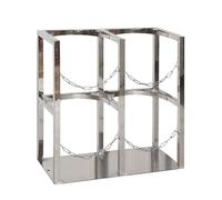 Stainless Steel Oxygen Cylinder Rack with Double Safety Chain, Heavy Duty Gas Tank Storage Organizer for Workshop, Hospital, Laboratory, Emergency and Industrial Use