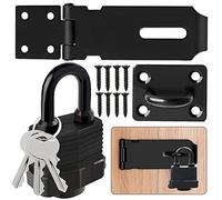 Stainless Steel Padlock Hasp with Screws, 4 Inch Heavy Duty Padlock Hasp and Waterproof Door Lock, Shed Lock Latch Staple for Bedroom Bathroom Cabinet Pet Cage