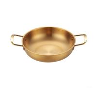 Stainless Steel Paella Pan 28cm Flat Bottom Dual Handle(Gold 24CM)