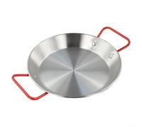 Stainless Steel Paella Pan Skillet Serving Plate Wok Snack Tray, Silver Cooking Dish for Home, Restaurant, Food Shop or Catering Hall, Easy to Clean and Store(22cm)