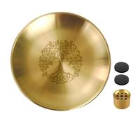 Stainless Steel Pagan Ritual Tray Altar Tree Pattern Plate Crystal Stone Shelf Candle Holder Incense Burner Pagan Ritual Tray Decorative Stainless Steel Ornament Desk Accessories