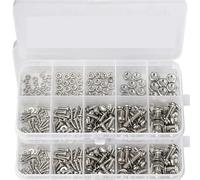 Stainless Steel Pan Head Screws Nuts Assortment Kit Round Flat Cap Metal Nut Bolts Washers Set Hardware Tools M2 .5 M3 M4 M5 Nuts Bolts Sets(640pcs (2 box))