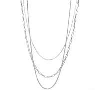 Stainless Steel Paperclip Necklace 40cm Unisex Layered(Silver)