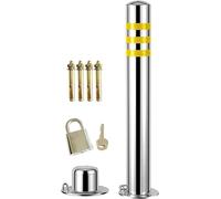 Stainless Steel Parking Barrier Posts for Driveways, Reflective Tape Bollards, Removable Security Posts, 60cm/70cm Height Collision Bollards for Enhanced Safety