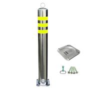 Stainless Steel Parking Barrier Removable, Traffic Safety Bollard Post, Parking Bollards Post with Reflective Tape for Traffic Sensitive Areas(Yellow-1PCS,60cm/23.6in)